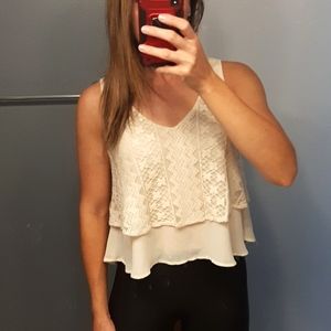 Flowy Ivory Lace Tank Top Medium